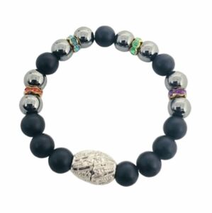 Stretchy Black Mala Beads with Silver Hematite Beads Healing Bracelet